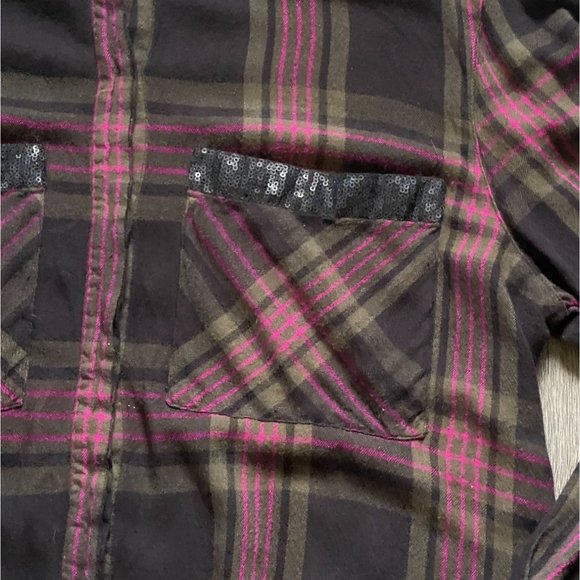 Express Womens Plaid Flannel Shirt-Multicolor-Size Large-GUC - Picture 3 of 8